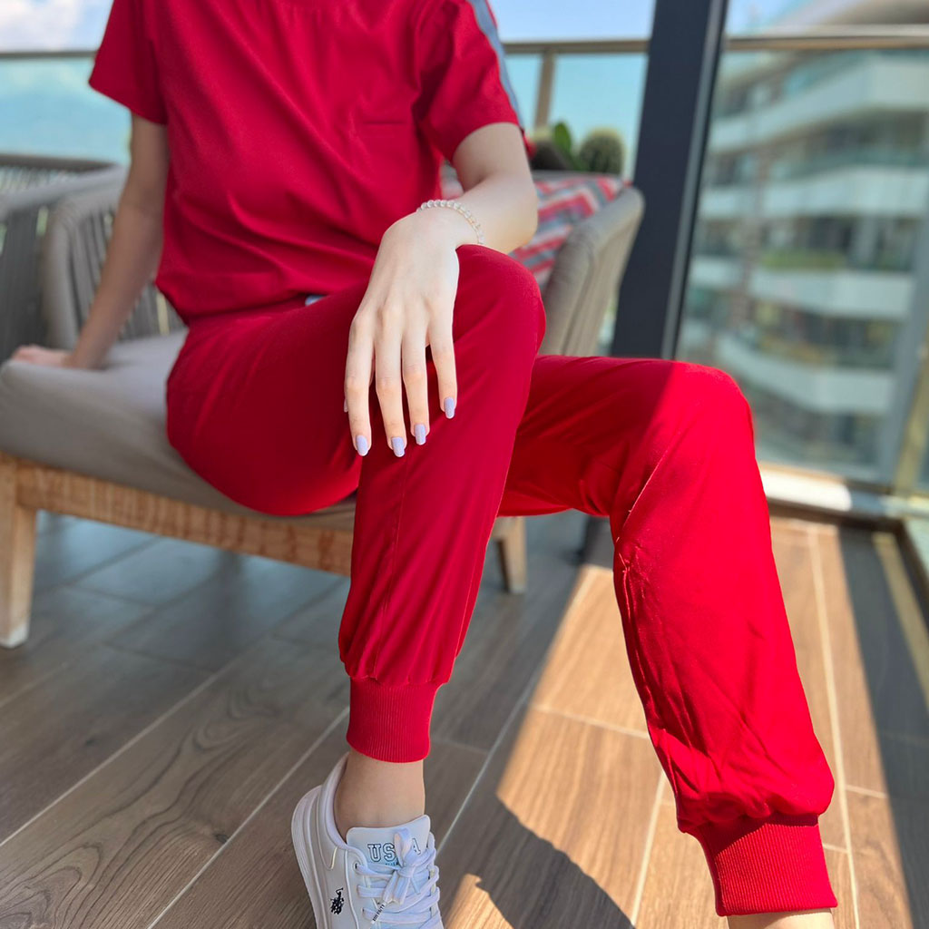 Bisiklet Yaka Jogger Paça Scrubs Takımı